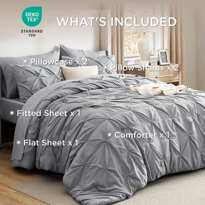 7 PCS-Soft Pintuck Messy Bedding Sets