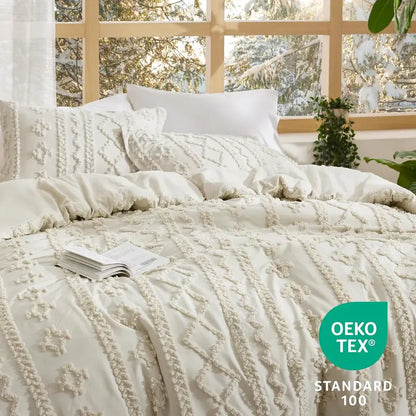 💤 Boho Quilted 3-Piece Bedding Set with Pillow Shams