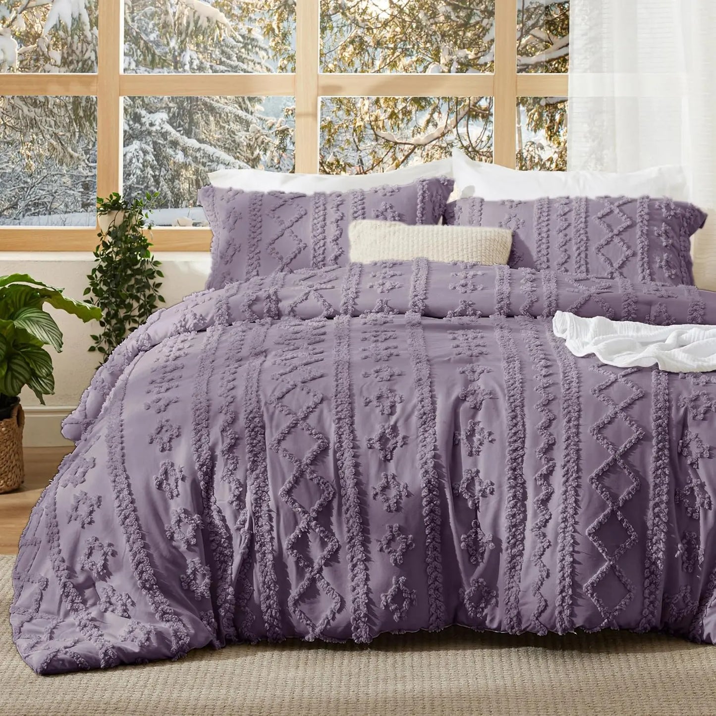 💤 Boho Quilted 3-Piece Bedding Set with Pillow Shams