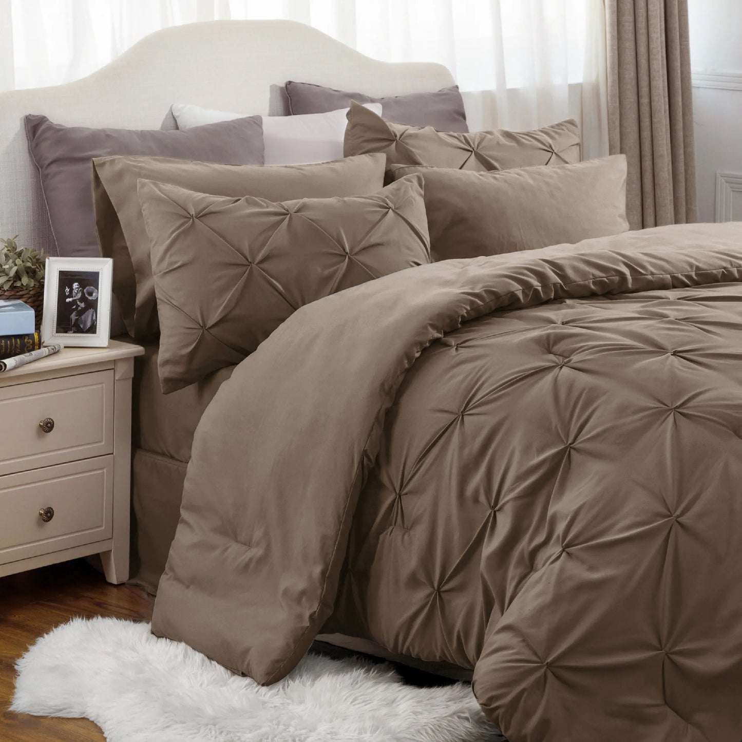 7 PCS-Soft Pintuck Messy Bedding Sets