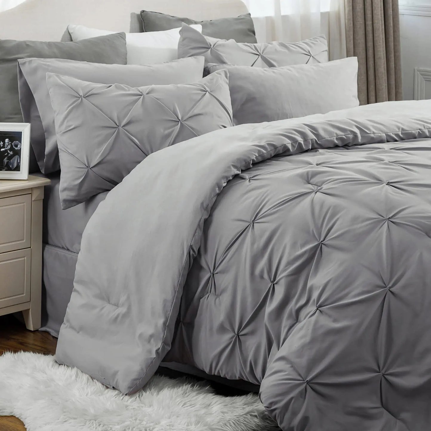 7 PCS-Soft Pintuck Messy Bedding Sets
