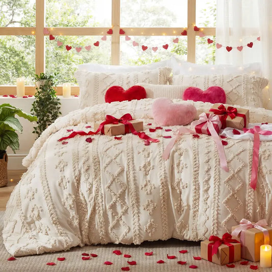 💤 Boho Quilted 3-Piece Bedding Set with Pillow Shams