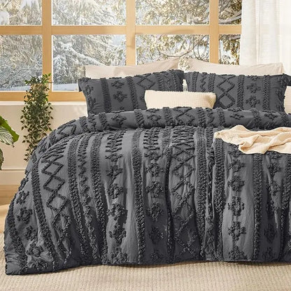 💤 Boho Quilted 3-Piece Bedding Set with Pillow Shams