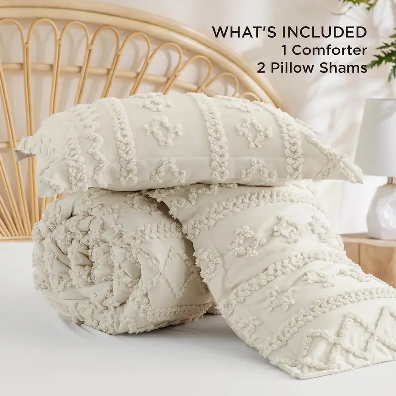 💤 Boho Quilted 3-Piece Bedding Set with Pillow Shams