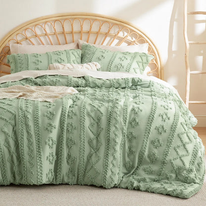 💤 Boho Quilted 3-Piece Bedding Set with Pillow Shams