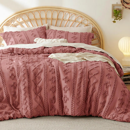 💤 Boho Quilted 3-Piece Bedding Set with Pillow Shams