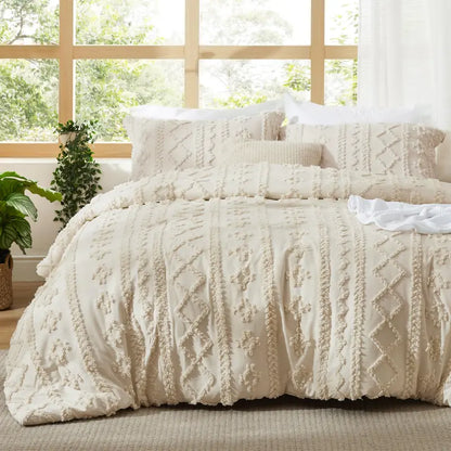 💤 Boho Quilted 3-Piece Bedding Set with Pillow Shams