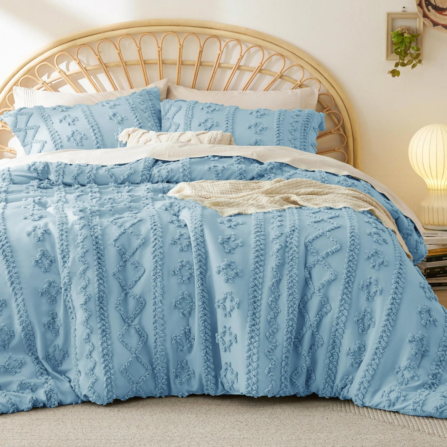 💤 Boho Quilted 3-Piece Bedding Set with Pillow Shams