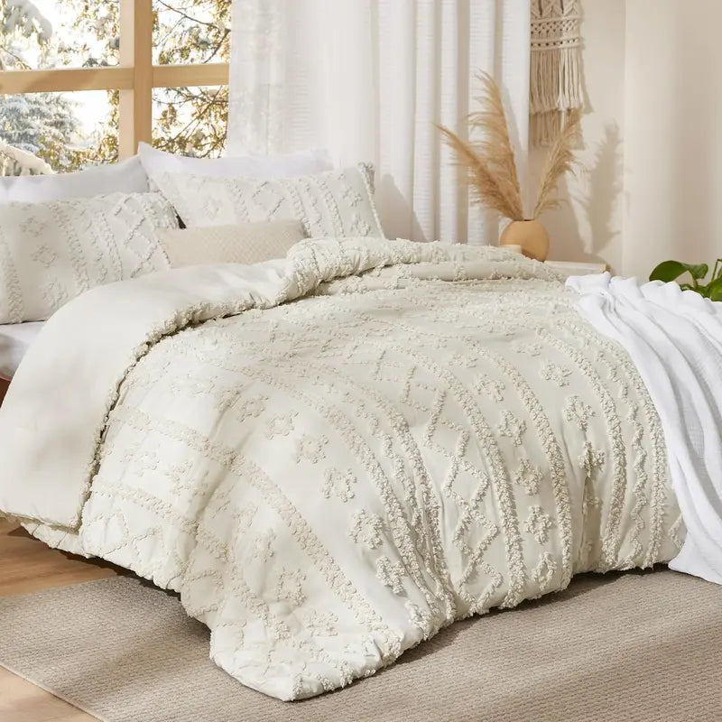 💤 Boho Quilted 3-Piece Bedding Set with Pillow Shams