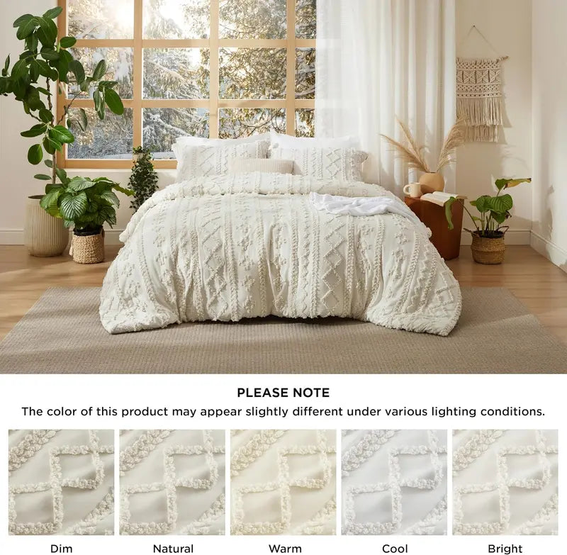 💤 Boho Quilted 3-Piece Bedding Set with Pillow Shams